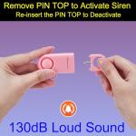 2 Pack Pink Personal Safety Alarms 130db