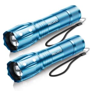 RECHOO Tactical Flashlights 2 Pack - Blue Brightness