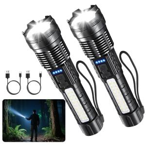 Super Bright Rechargeable Tactical Flashlight - 2 Pack