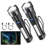 Super Bright Rechargeable Tactical Flashlight - 2 Pack
