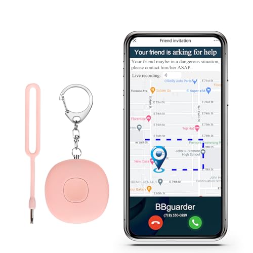 5-in-1 Personal Safety Alarm Keychain for Women, 130dB SOS and Notify Emergency Contact by Email/SMS/Phone Call, GPS Location and Audio Recording, Bluetooth Item Finder, Gifts for Girls Girlfriend