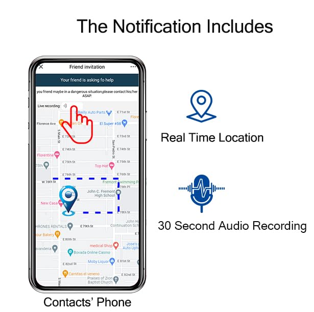 5-in-1 Personal Safety Alarm Keychain for Women, 130dB SOS and Notify Emergency Contact by Email/SMS/Phone Call, GPS Location and Audio Recording, Bluetooth Item Finder, Gifts for Girls Girlfriend