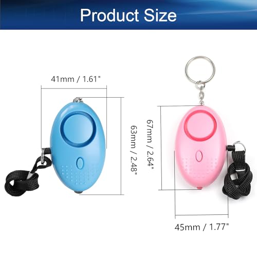 4 Pack Safe Sound Personal Alarm, Blue+Pink 130DB Personal Security Alarm Keychain w LED Strobe Light, Emergency Safety Alarm for Women, Men, Children, Elderly Light