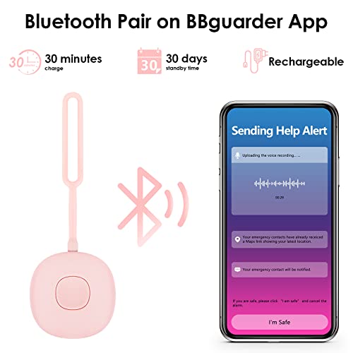 5-in-1 Personal Safety Alarm Keychain for Women, 130dB SOS and Notify Emergency Contact by Email/SMS/Phone Call, GPS Location and Audio Recording, Bluetooth Item Finder, Gifts for Girls Girlfriend