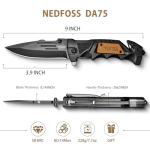 NedFoss Pocket Folding Knife DA75, 3 in 1 Pocket Knife for Men, Survival Knife with Liner-Lock Belt Clip, Seat Belt Cutter, Glass Breaker, Hunting knife for Camping Hiking