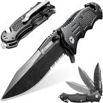 Steinbrucke Tactical Knife Pocket Knife Folding Stainless Steel 8Cr13Mov 3.4'' Blade, with Reversible Clip - Good Gift for Hunting Camping Survival Outdoor and Everyday Carry