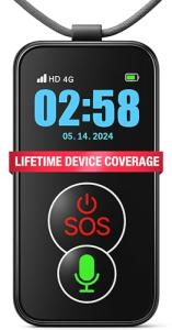 Smart Med Alert - Elderly Cellular Medical Alert Device | Wearable Panic Button Necklace | Medical Alert Systems for Seniors | Water Resistant with Built-in Fall Detection for Better Quality of Life