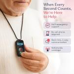 Smart Med Alert - Elderly Cellular Medical Alert Device | Wearable Panic Button Necklace | Medical Alert Systems for Seniors | Water Resistant with Built-in Fall Detection for Better Quality of Life
