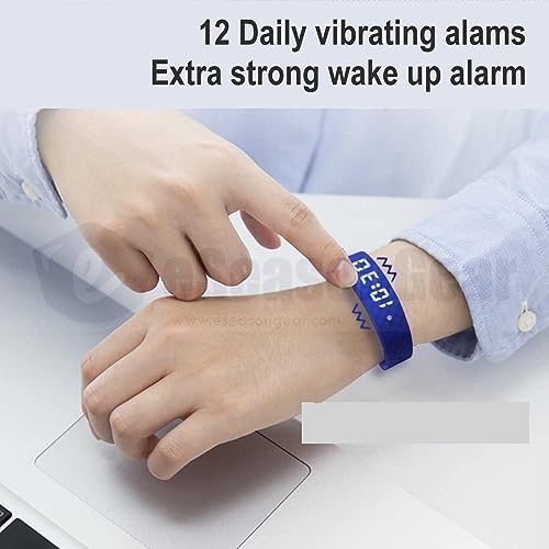 eSeasonGear VB80 12 Alarm Vibrating Watch, Silent Vibration Shake Wake ADHD Medication Reminder (Black-Large-Plus)