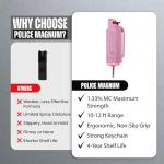 Police Magnum Keychain Pepper Spray Self Defense Belt Clip Holder- Tactical Maximum Strength OC with Dye- Made in The USA - 1 Pack Soft Pink INJ