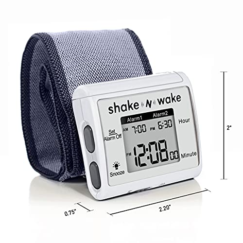 Tech Tools Vibrating Alarm Clock - Shake N Wake - Silent Alarm Wristband Watch - with Dual Alarms