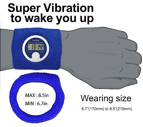 Coolfire - Vibrating Alarm Clock Sweatband, Silent Wake Yourself Up Wristband Vibrating Alarm Watch for Couples, Students, Easy to Set on User-Friendly App, Hearing Impaired, USB Chargeable ((Purple)