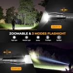 BUCASA Rechargeable Tactical Flashlight 6 Pack