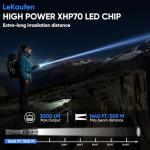 LeKaufen 10000 Lumens XHP70 Tactical Flashlight for Rifle - Picatinny Rails Mount Flashlight with Pressure Switch, 5 Modes Adjust Focus Rechargeable Picatinny Flashlight for Tactical Outdoor