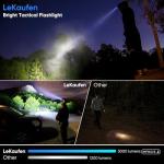 LeKaufen 10000 Lumens XHP70 Tactical Flashlight for Rifle - Picatinny Rails Mount Flashlight with Pressure Switch, 5 Modes Adjust Focus Rechargeable Picatinny Flashlight for Tactical Outdoor