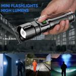 LeKaufen 10000 Lumens XHP70 Tactical Flashlight for Rifle - Picatinny Rails Mount Flashlight with Pressure Switch, 5 Modes Adjust Focus Rechargeable Picatinny Flashlight for Tactical Outdoor