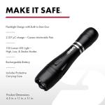 SABRE 2-in-1 Tactical Stun Gun with LED Flashlight, Self Defense Stun Gun with 2.517 µC Charge Produces Intolerable Pain, 130 Lumen LED Light, Safety Switch, Belt Holster, Rechargeable Battery