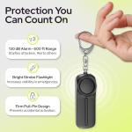 Personal Alarm Keychain for Women Self Defense - Loud Safety Whistle Alert Device with LED Light – 130 dB Emergency Security Handheld Siren Key Chain by WETEN, Black