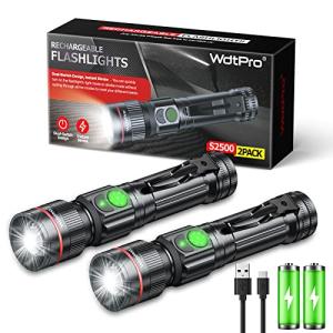Rechargeable Mini LED Flashlights with Clip - 2 Pack