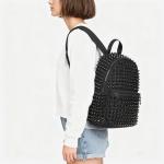 Black Studded Punk Backpack for Women