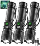 3-Pack High Lumens Rechargeable Tactical Flashlights