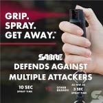 SABRE Self Defense Spray, 3-in-1 Formula Contains Max Strength Pepper Spray, CS Military Tear Gas & UV Marking Dye, Quick Release Easy Carry Key Ring, Finger Grip for Accurate Aim, 0.54 fl oz, 2 Pack