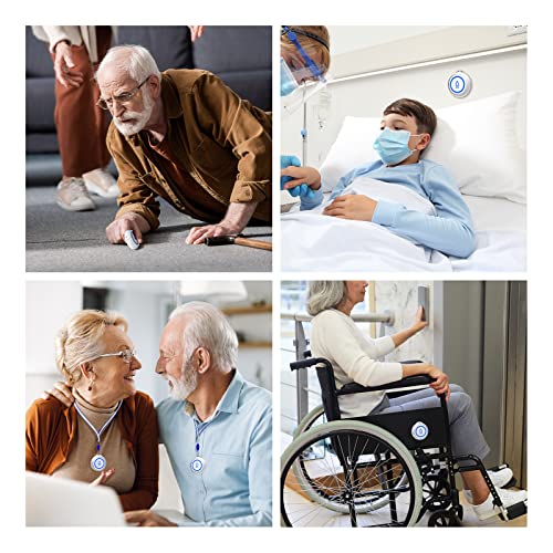 Caregiver Call Button for Elderly Seniors: Wireless Caregiver Pager, Nurse Call Panic Buttons Patient Help Alarm, Personal Wearable Emergency Alert System for Elderly Senior at Home (500 Ft Range)