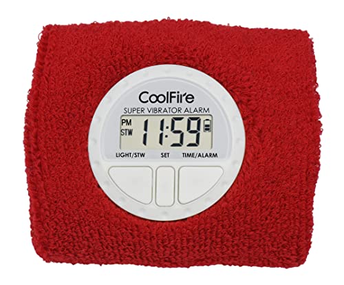 Coolfire Vibrating Alarm Clock - Silent Alarm Wristband Vibrating Alarm Watch. Silent Wrist Shock Alarm Clock. Vibration Alarm Bracelet Alarm Clock Deep Sleeper & Vibrate Alarm (red)