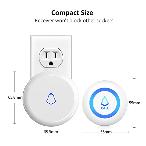 Caregiver Call Button for Elderly Seniors: Wireless Caregiver Pager, Nurse Call Panic Buttons Patient Help Alarm, Personal Wearable Emergency Alert System for Elderly Senior at Home (500 Ft Range)