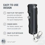 SABRE Pepper Gel with Fast Flip Top, Maximum Strength OC Spray, Snap Clip for Easy Carry and Fast Access, Finger Grip for More Accurate and Faster Aim, UV Marking Dye, 0.54 fl oz, Easy to Use Safety