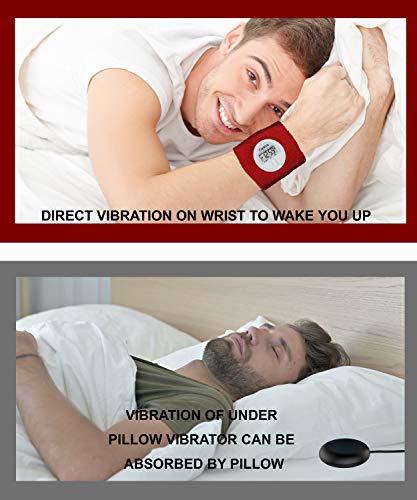 Coolfire Vibrating Alarm Clock - Silent Alarm Wristband Vibrating Alarm Watch. Silent Wrist Shock Alarm Clock. Vibration Alarm Bracelet Alarm Clock Deep Sleeper & Vibrate Alarm (red)