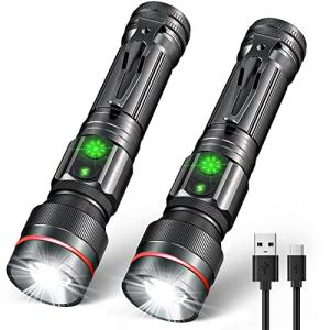 Rechargeable Mini LED Flashlights with Clip - 2 Pack