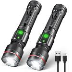 Rechargeable Mini LED Flashlights with Clip - 2 Pack