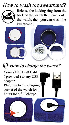 Coolfire Vibrating Alarm Clock - Silent Alarm Wristband Vibrating Alarm Watch. Silent Wrist Shock Alarm Clock. Vibration Alarm Bracelet Alarm Clock Deep Sleeper & Vibrate Alarm (red)