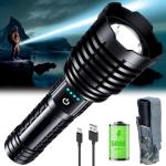 Super Bright Led Rechargeable Flashlight 2000000 High Lumens,Tactical High Powered Flashlight,Bright Flashlights With 5 Light Modes,Zoomable,IP67 Waterproof Powerful Flashlights For Camping Home