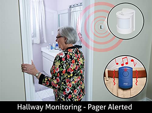 SMPL Alerts Wireless & Wearable Alerts Pager, Elderly Assistance, Caregiver Paging System, Security/Motion Sensors, Senior & Kids Safety, Live Technical Support