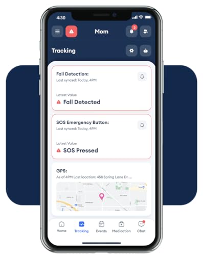 Safety+ 4G Medical Alert System: Fall Detection, GPS Location, 24/7 Monitoring, Mobile Caregiver App, Small, Lightweight-Call to Activate Wireless Call Button, Personal Safety, Wearable Panic Button