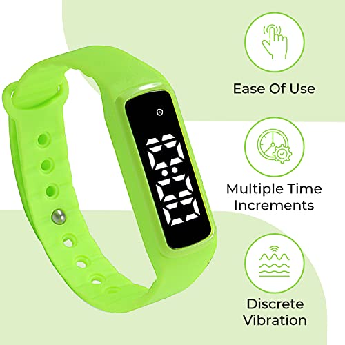 Smart School Educational Products Sensory Wrist Timer for Kids, Teachers, Students, Simple Reminder Watch with Silent Alarm Clock Wristband, Classroom Countdown (Green)