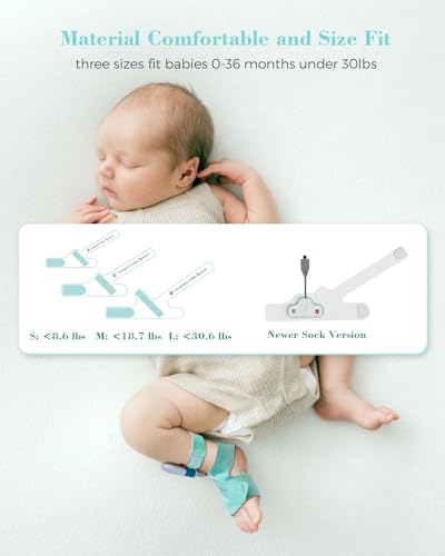 Babytone Baby Oxygen Monitor, Baby Sleep Monitor, Tracking Avg O2, Pulse Rate and Movement for Infant, Wearable Foot Monitor with Bluetooth and APP, for 0-36 Months Newborn's Sleep (Newest Version S1)