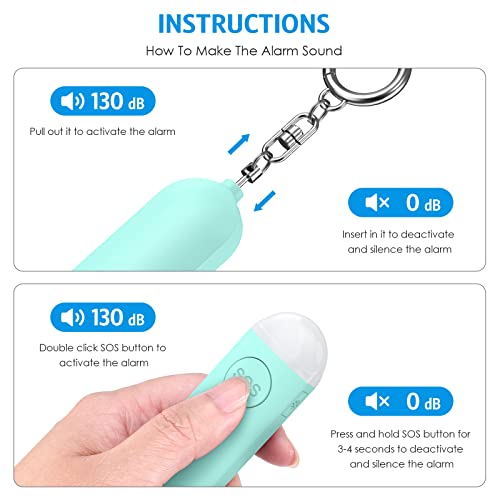 AMIR Personal Safety Alarm for Women - 130DB Safe Sound Personal Alarm - Personal Security Alarm Keychain with LED Lights, Emergency Safety Alarm for Women, Men, Children, Elderly - Blue