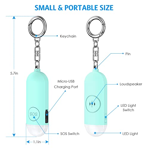 AMIR Personal Safety Alarm for Women - 130DB Safe Sound Personal Alarm - Personal Security Alarm Keychain with LED Lights, Emergency Safety Alarm for Women, Men, Children, Elderly - Blue