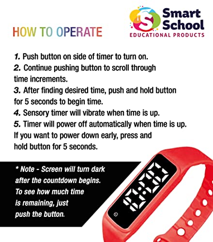 Smart School Educational Products Sensory Wrist Timer for Kids, Teachers, Students, Simple Reminder Watch with Silent Alarm Clock Wristband, Classroom Countdown (Green)