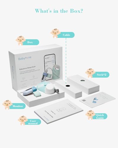 Babytone Baby Oxygen Monitor, Baby Sleep Monitor, Tracking Avg O2, Pulse Rate and Movement for Infant, Wearable Foot Monitor with Bluetooth and APP, for 0-36 Months Newborn's Sleep (Newest Version S1)