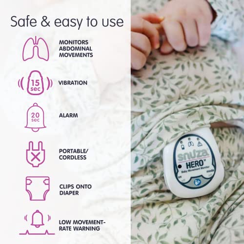 SNUZA HERO Baby Abdominal Movement Monitor: Real-time Alerts for No Breathing, Gentle Vibration Rousing, Portable & Wearable, Medical Grade Material. Safer Sleep for Infants. Peace of Mind for Parents