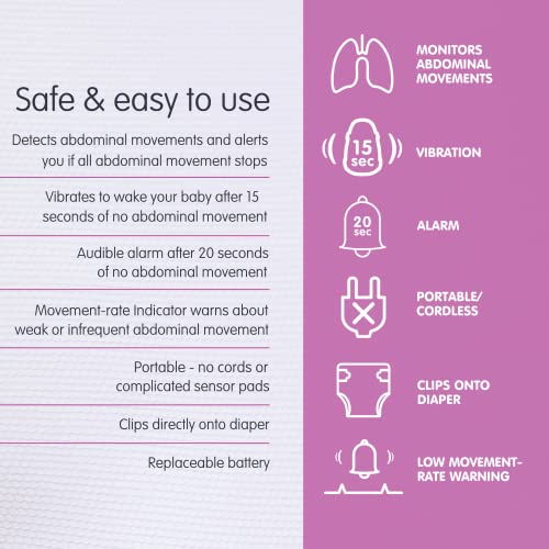 SNUZA HERO Baby Abdominal Movement Monitor: Real-time Alerts for No Breathing, Gentle Vibration Rousing, Portable & Wearable, Medical Grade Material. Safer Sleep for Infants. Peace of Mind for Parents