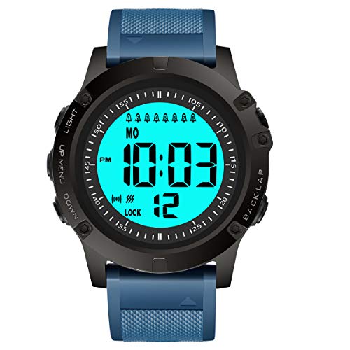 TICCI Men 8 Vibrating Alarms Watch Medication Aids Vibra Pill Alert Reminder for Elderly Seniors Big Digits Waterproof (Blue)