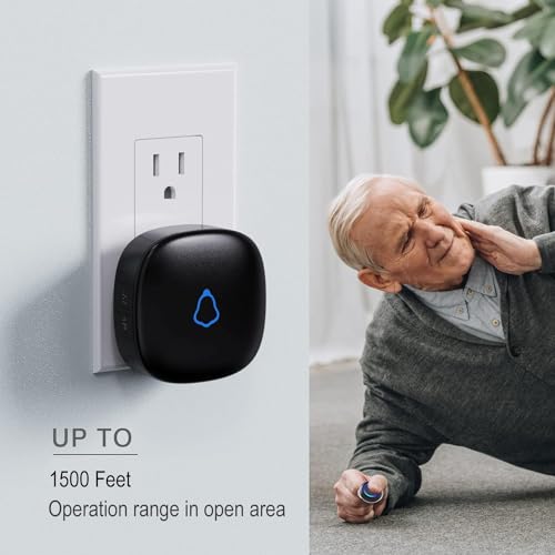 Caregiver Pager, Wireless Call Button for Seniors/Elderly at Home, 1 SOS Button + 1 Receiver Medical Life Alert System, Emergency Panic Call Bell, Nurse Calling & Patient Assistance Alarm