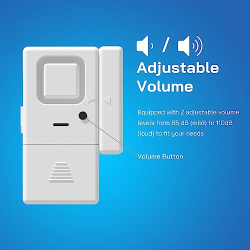 Door Window Alarms - 4 Pack - Adjustable Volume, Chime/Alarm, Wireless, Door Window Alarm Sensor for Home Security, Kids Safety, Door Open Alert Security Alarm for Home, Apartment and more, by Rosmila