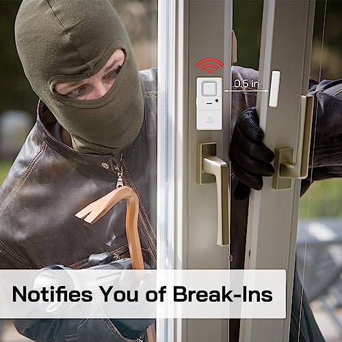 Door Window Alarms - 4 Pack - Adjustable Volume, Chime/Alarm, Wireless, Door Window Alarm Sensor for Home Security, Kids Safety, Door Open Alert Security Alarm for Home, Apartment and more, by Rosmila