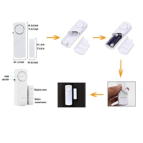 4 Pack Door Alarms for Home Security, Window Door Alarms, Window Alarm Sensors, Door Alarms for Kids Safety,DIY Protection Burglar Bell Alarm for Home,Office